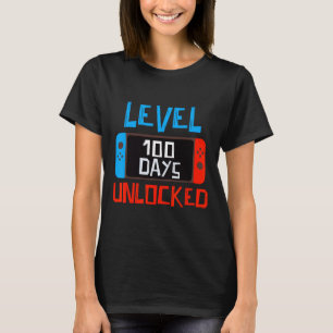 Level 100 Days School Unlocked Gamer Boys Funny 10 T-Shirt