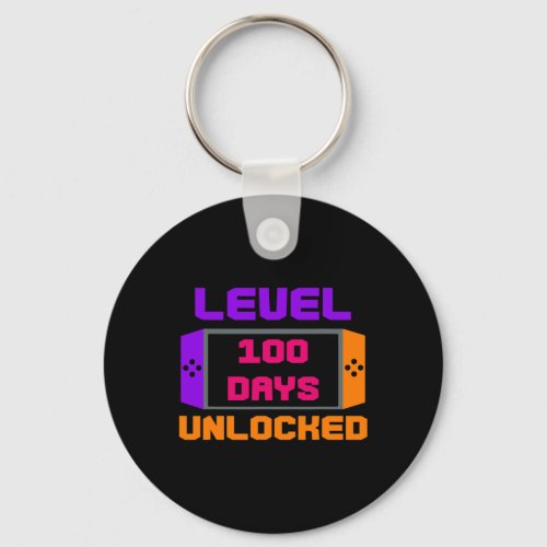 Level 100 Days Unlocked 100th Day of School Gamer  Keychain