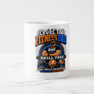 Level 100 Fitness Dad Shirt – Skill Tree Gym Dad T Giant Coffee Mug