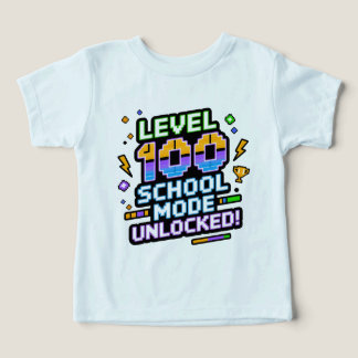Level 100 School Mode Unlocked 100th Day of School Toddler T-shirt