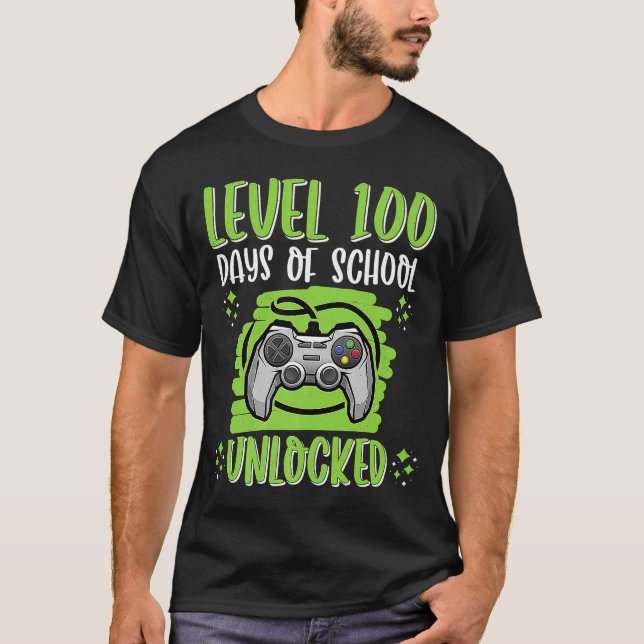 Level 100 Unlock 100 Day of School Smarter Gamer B T-Shirt (Front)