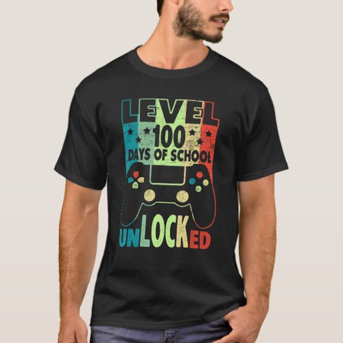 Level 100 Unlocked Days Of School Gamer Video Game T_Shirt