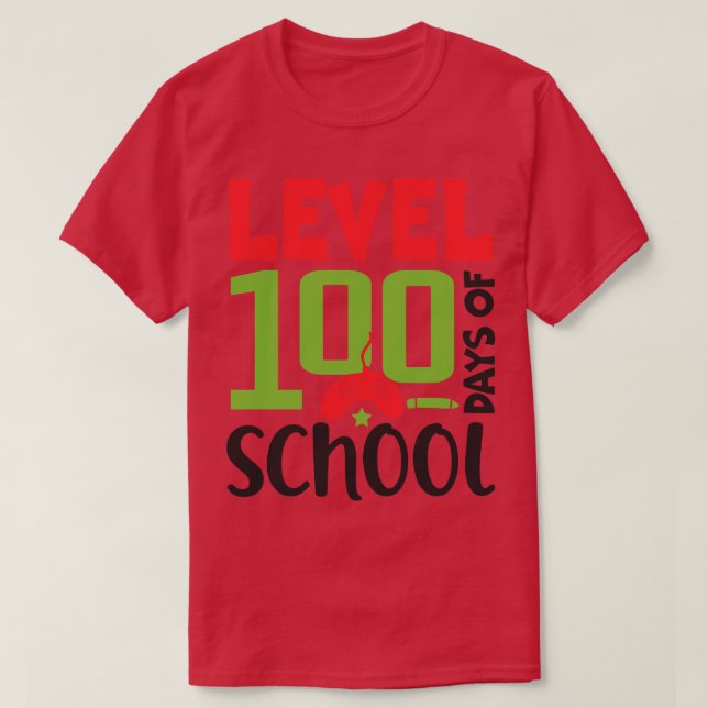 Level 100 Video Gaming 100 days of school boys gir T-Shirt (Design Front)