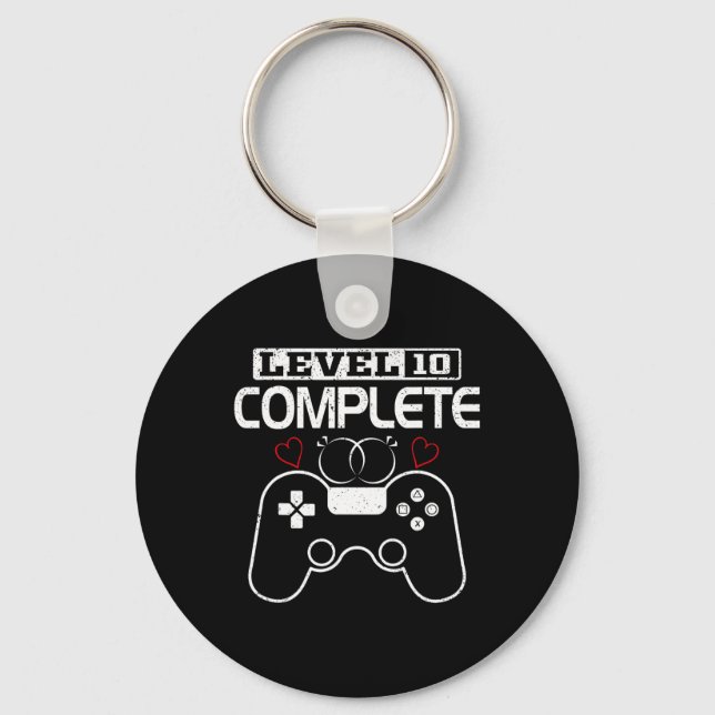 Level 10 Complete 10 Years Wedding Anniversary Vid Keychain (Front)