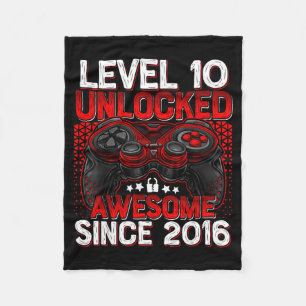 Level 10 Unlocked 10 Year Old Boys 10th Birthday B Fleece Blanket
