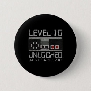 Level 10 Unlocked 10th Birthday 10 Year Old Video Button