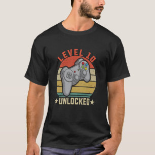 Level 10 Unlocked 10th Birthday Gamer 10 Year Old T-Shirt