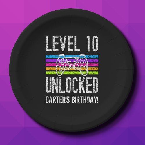 Level 10 Unlocked 10th Birthday Paper Plate