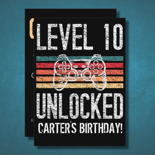 Level 10 Unlocked 10th Birthday Personalized Invitation