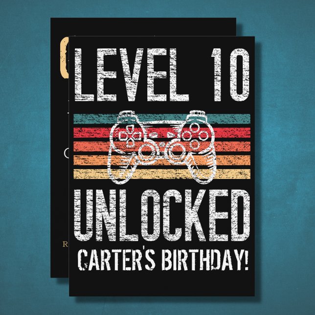 Level 10 Unlocked 10th Birthday Personalized Invitation (Creator Uploaded)