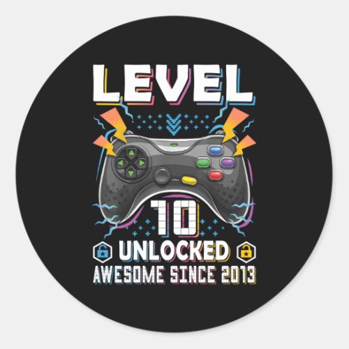 Level 10 Unlocked 10Th Gamer 10 Classic Round Sticker