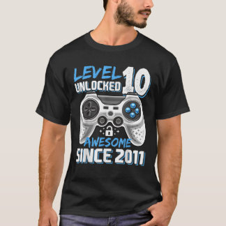 Level 10 Unlocked Awesome 2011 Video Game 10th Bir T-Shirt