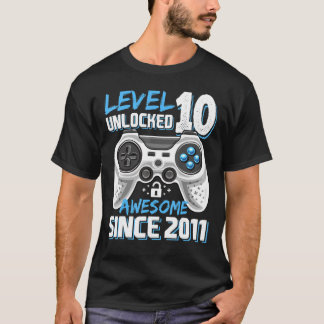 Level 10 Unlocked Awesome 2011 Video Game 10th Bir T-Shirt
