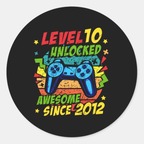 Level 10 Unlocked Awesome 2012 Game 10th Birthday Classic Round Sticker