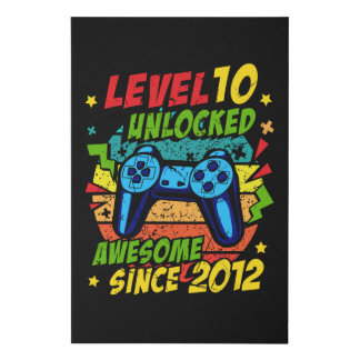 Level 10 Unlocked Awesome 2012 Game 10th Birthday Faux Canvas Print