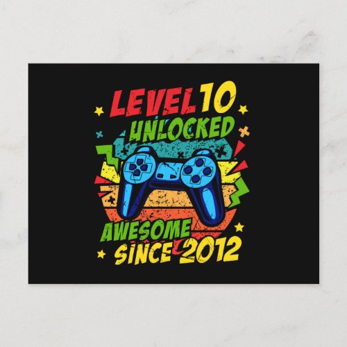 Level 10 Unlocked Awesome 2012 Game 10th Birthday Postcard