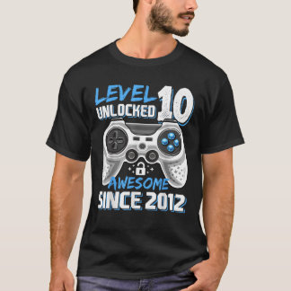 Level 10 Unlocked Awesome 2012 Video Game 10th Bir T-Shirt
