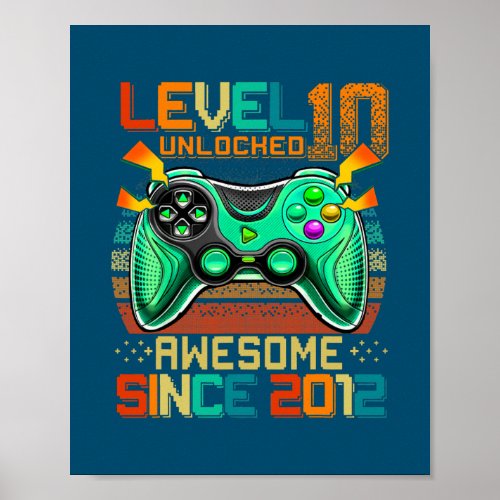 Level 10 Unlocked Awesome 2012 Video Game 10th Poster