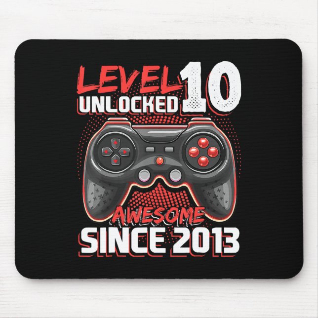 Level 10 Unlocked Awesome 2013 Video Game 10th Bir Mouse Pad (Front)