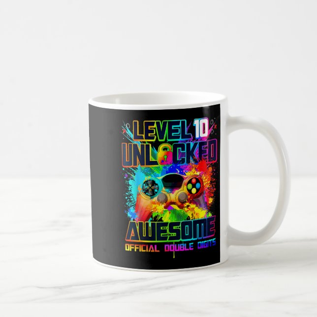 Level 10 Unlocked Awesome Gaming Birthday Boy 10th Coffee Mug (Right)