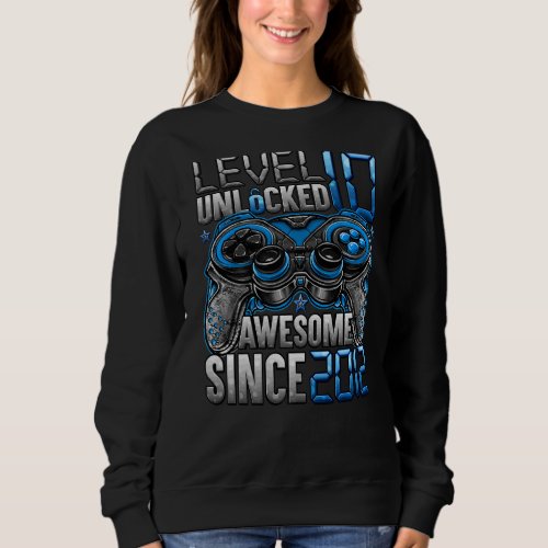Level 10 Unlocked Awesome Since 2012 10th Birthday Sweatshirt