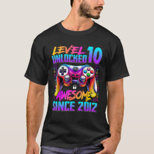 Level 10 Unlocked Awesome Since 2012 10th Birthday T-Shirt
