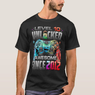 Level 10 Unlocked Awesome Since 2012 10th Birthday T-Shirt