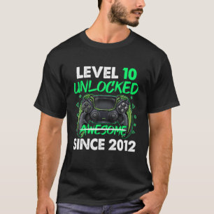 Level 10 Unlocked Awesome Since 2012 10Th Birthday T-Shirt