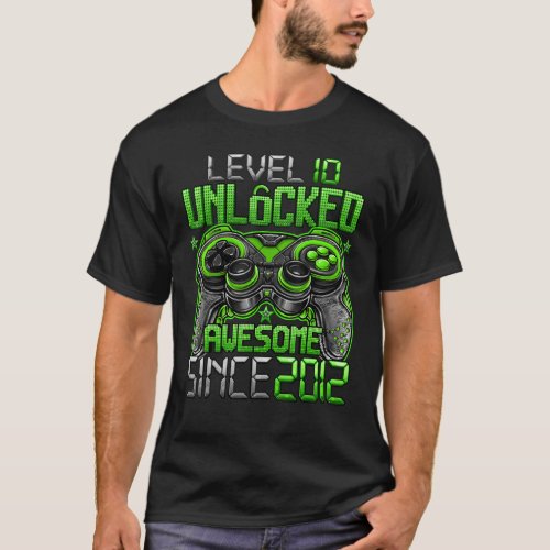 Level 10 Unlocked Awesome Since 2012 10th Birthday T_Shirt