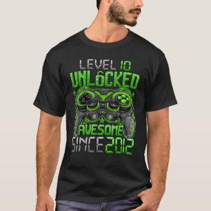 Level 10 Unlocked Awesome Since 2012 10th Birthday T-Shirt