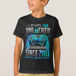 Level 10 Unlocked Awesome Since 2013 10th Birthday T-Shirt