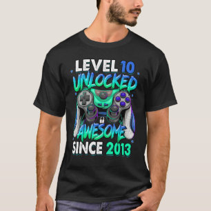Level 10 Unlocked Awesome Since 2013 10th Birthday T-Shirt