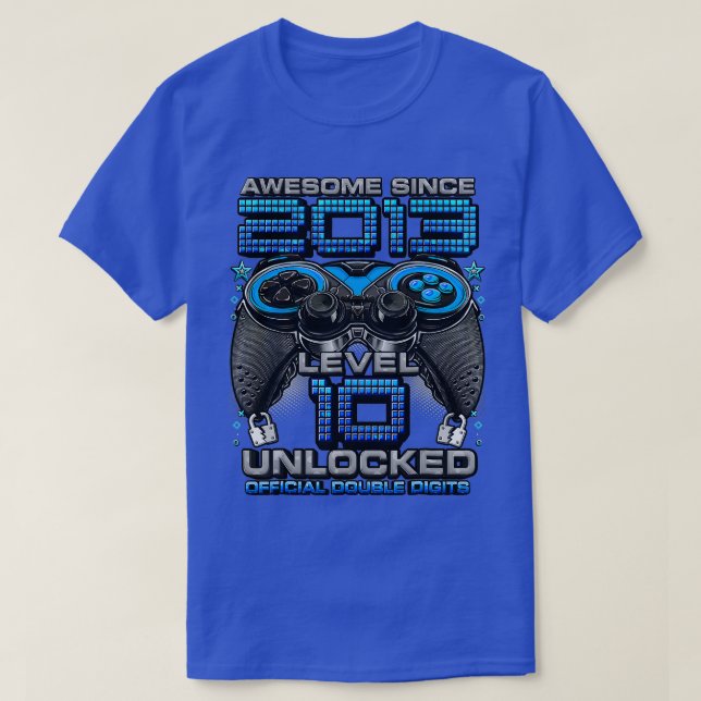 Level 10 Unlocked Awesome Since 2013 10th Birthday T-Shirt (Design Front)