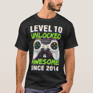 Level 10 Unlocked Awesome Since 2014 10Th T-Shirt