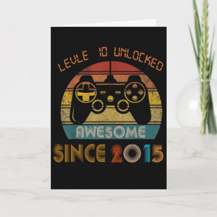 Level 10 Unlocked Awesome Since 2015 10th Birthday Card