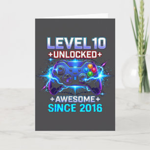 Level 10 Unlocked Awesome Since 2016 10th Birthday Card