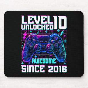 Level 10 Unlocked Awesome Since 2016 10th Birthday Mouse Pad