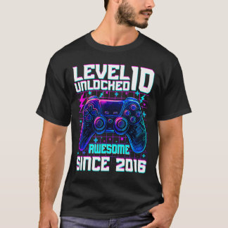 Level 10 Unlocked Awesome Since 2016 10th Birthday T-Shirt