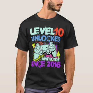 Level 10 Unlocked Awesome Since 2016 10Th T-Shirt