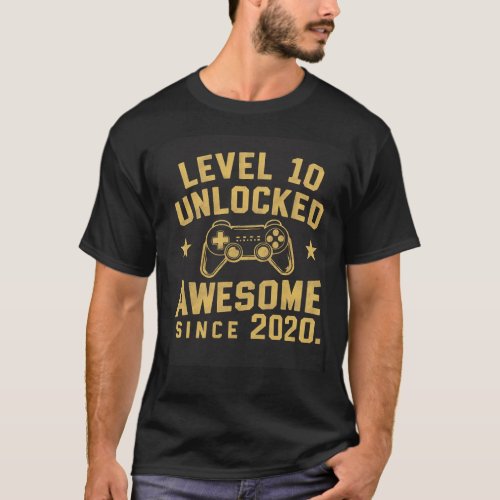  Level 10 Unlocked Awesome Since 2020 Birthday   T_Shirt