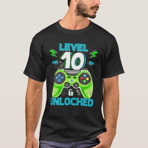 Level 10 Unlocked Birthday Kids 10Th Video Game Te T_Shirt