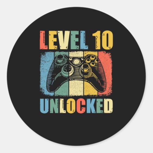 Level 10 unlocked classic round sticker