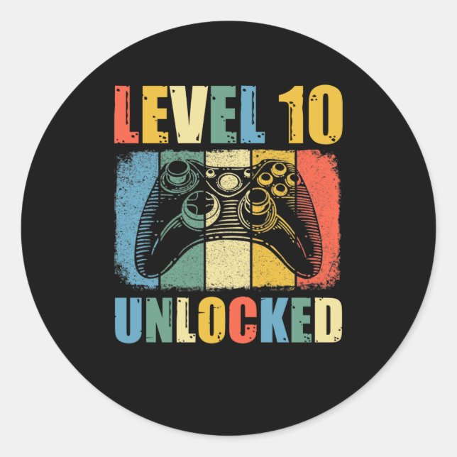 Level 10 unlocked classic round sticker (Front)
