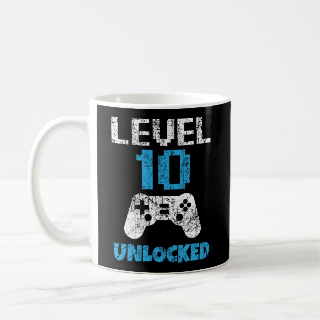 Level 10 Unlocked Fun 10Th Birthday 10 Year Old Ga Coffee Mug (Left)