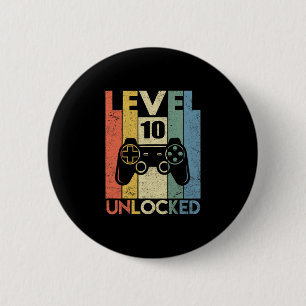Level 10 Unlocked Funny Video Gamer 10th Birthday  Button