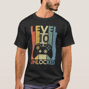 Level 10 Unlocked Funny Video Gamer 10Th Birthday T-Shirt