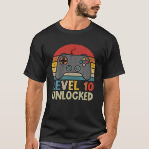 Level 10 Unlocked Funny Video Gamer 10Th Birthday T-Shirt