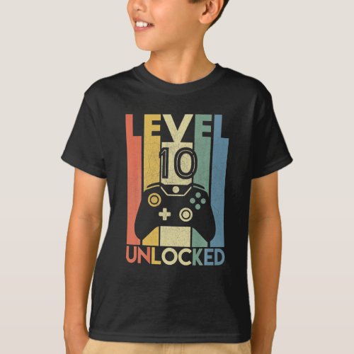 Level 10 Unlocked Funny Video Gamer 10th Birthday T_Shirt
