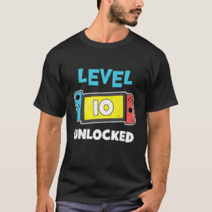 Level 10 Unlocked Gamer 10Th Birthday Gift Video G T-Shirt