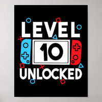 Level 10 Unlocked Gamer 10th Birthday Video Game B